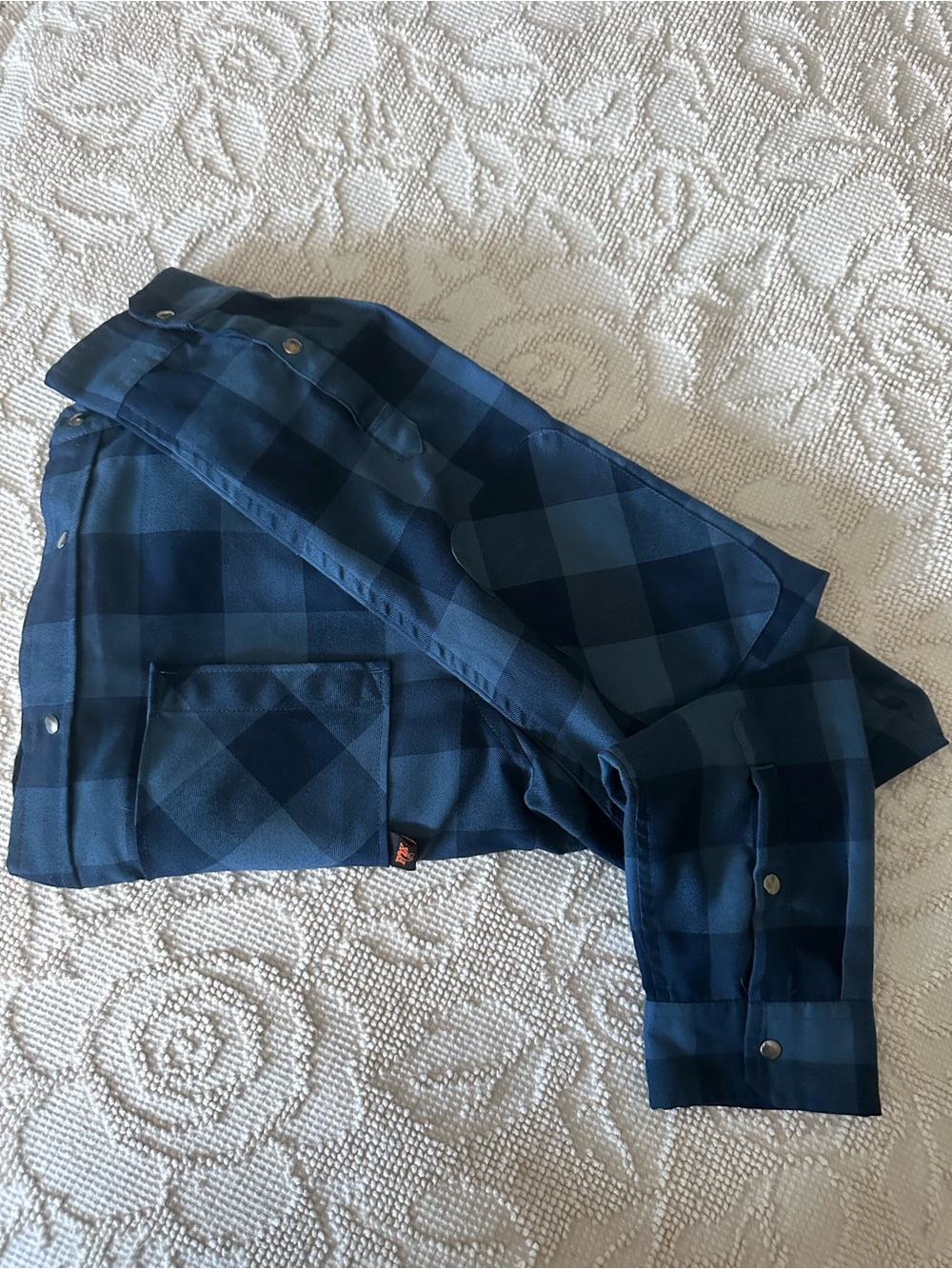 Fox Buffalo Check Slate Blue Snap-Down Everyday Long Sleeve Flannel Shirt-Med - Picture 8 of 9